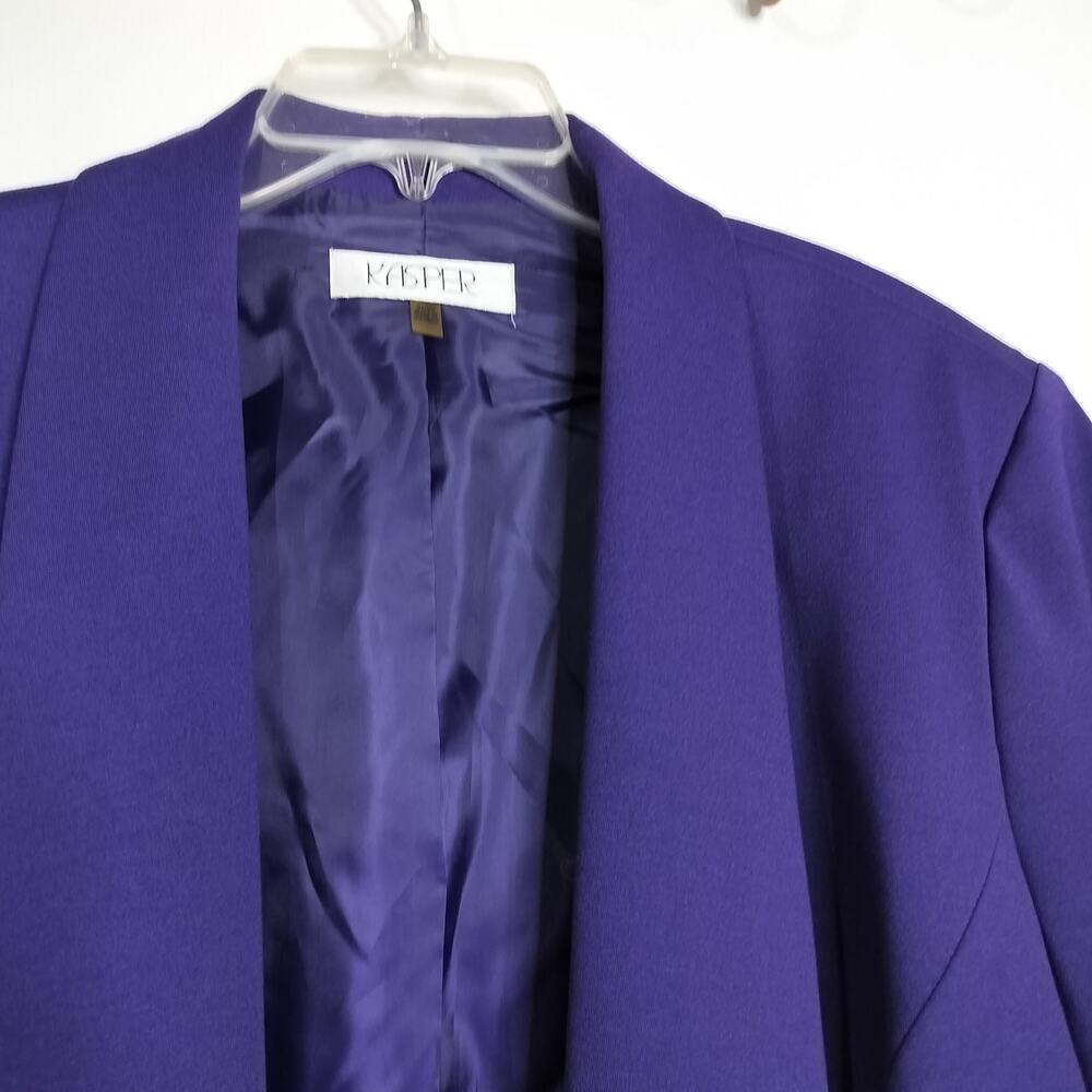 5027) Kasper Plus Purple Open Front Long Lapel Lined Career Office Blazer 20W - Picture 4 of 12